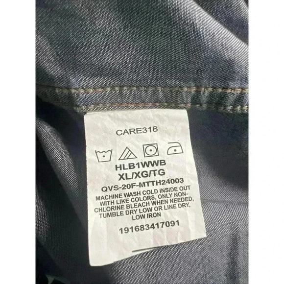 Wrangler Denim Shirt Flex Long Sleeve Casual Button Up Blue Jean Men’s XL Pockts - Picture 9 of 14